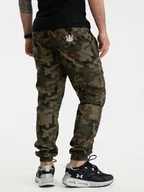 Spodnie męskie - Spodnie Materiałowe Jogger Bojówki Ze Ściągaczem Zielone Camo Jigga Wear Crown Ripstop Cargo Woodland M - miniaturka - grafika 1