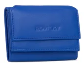 Portfele - Skórzany damski portfel Rovicky na zatrzask minimalistyczna portmonetka na karty gotówkę, niebieski - miniaturka - grafika 1