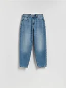 Spodnie damskie - Reserved - Jeansy barrel leg - niebieski - miniaturka - grafika 1