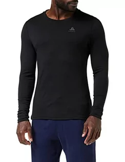 Koszulki męskie - Odlo Bl Top Crew Neck L/S Natural 100% Merino Warm podkoszulek męski wielokolorowa Black - Black S 11081215001S - grafika 1