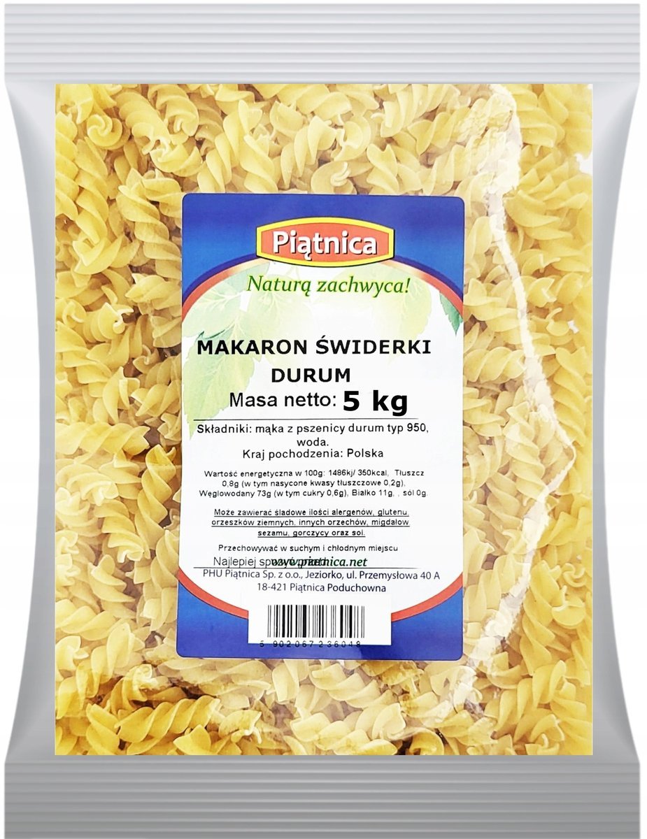 Makaron świderki durum MP 5 kg