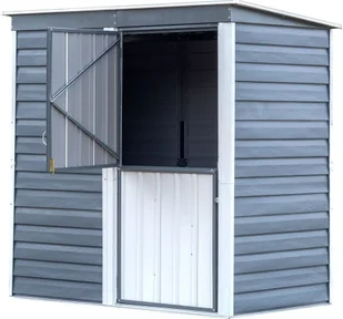 vidaXL Spacemaker Metalowa szopa na narzędzia 64 Węgiel 116x203x206cm - Altany ogrodowe - miniaturka - grafika 1