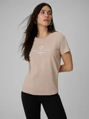 Koszulki i topy damskie - 4F T-shirt regular z nadrukiem damski - beżowy XXL - miniaturka - grafika 1