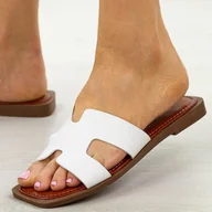 Klapki i japonki damskie - Białe płaskie klapki damskie Sergio Leone sk091H - miniaturka - grafika 1