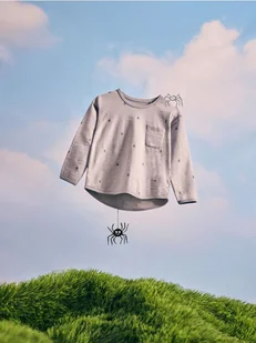 Reserved - Bawełniany longsleeve z nadrukiem - jasnoszary - Bluzki dla niemowląt - miniaturka - grafika 1