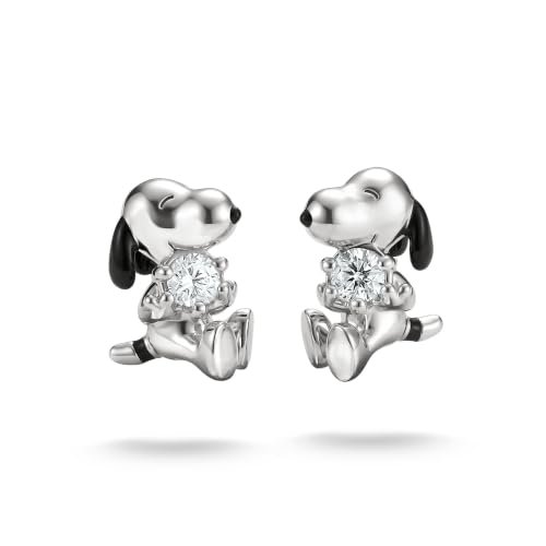 Thomas Sabo x PEANUTS Kolczyki wkrętki Snoopy biała cyrkonia, srebro sterling