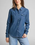 Koszule damskie - Lee Regular Western Damska Koszula Jeansowa Shir Piscine L45Szsqe-Xs - miniaturka - grafika 1