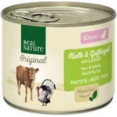 Mokra karma dla kotów - REAL NATURE Original mokra karma dla kotów, kociąt Cielęcina i drób z olejem lnianym 6x200 g - miniaturka - grafika 1