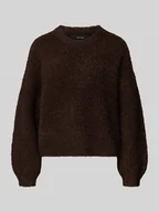 Swetry damskie - Sweter o kroju relaxed fit z dzianiny z dodatkiem wełny model ‘CARMEN’ - miniaturka - grafika 1