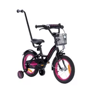 Rowery - Rower dziecięcy BMX PLATINUM 14 cali z prowadnikiem - CZARNO- RÓŻOWY - miniaturka - grafika 1