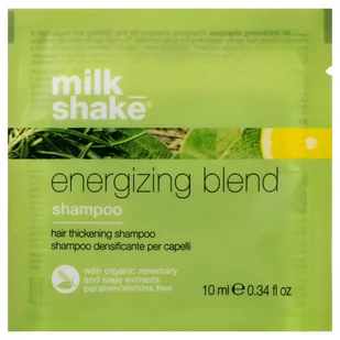 Milk Shake, Energizing Blend, Szampon do włosów słabych, delikatnych, łamliwych i wypadających z pantenolem, szałwią, 10 ml - Szampony do włosów - miniaturka - grafika 1