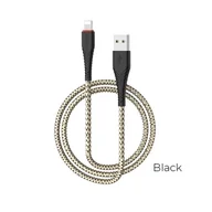 Kable USB - Borofone - kabel USB-A do Lightning z pozłacanym rdzeniem i nylonowym oplotem, 1m czarny - miniaturka - grafika 1