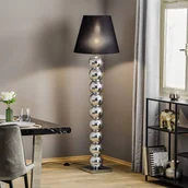 Lampy stojące - Argon Tekstylna lampa podłogowa Fulda, czarny klosz, chromowana podstawa - miniaturka - grafika 1