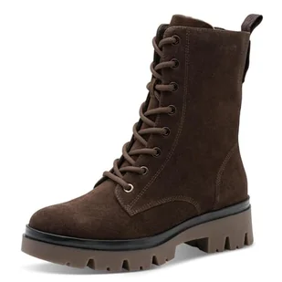 TAMARIS Damskie buty Comfort Lace Boot Flat Półdługie kozaki, Mocca Suede, 38 EU, Mocca Suede, 38 EU - Kozaki damskie - miniaturka - grafika 1