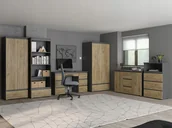 Zestawy mebli dla dzieci - Meble młodzieżowe dziecięce biurko szafa Neo 04 Kolor Antracyt- Dąb Craft - miniaturka - grafika 1