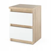 Szafki nocne - Szafka Nocna Dąb Sonoma Biała z 2 Szufladami 30 CM Stolik Nocny Nakastlik - miniaturka - grafika 1