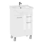 Szafki łazienkowe - Zestaw 55 cm szafka biała z umywalką ceramiczną - miniaturka - grafika 1