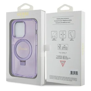 Etui Guess GUHMP14XHRSGSU Apple iPhone 14 Pro Max hardcase Ring Stand Script Glitter MagSafe fioletowy/purple - Etui i futerały do telefonów - miniaturka - grafika 9