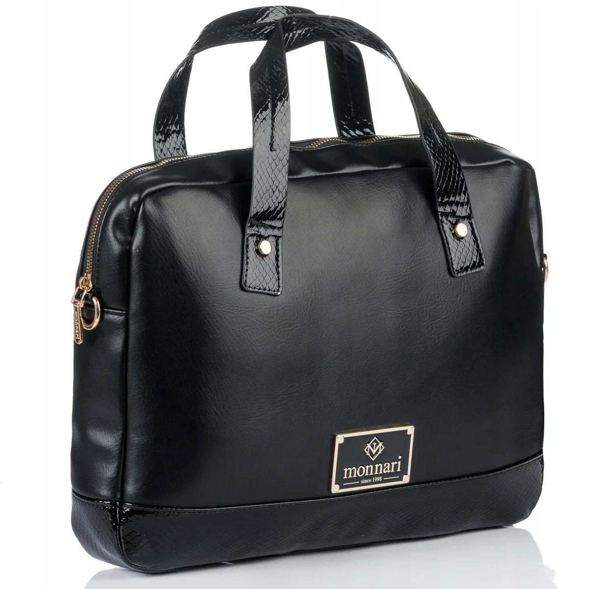 Elegancka Damska TORBA NA LAPTOPA Dokumenty Monnari Czarna Aktówka Torebka