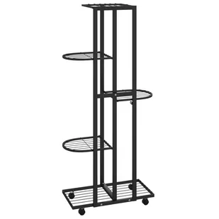 Lumarko Kwietnik z 5 półkami i kółkami, 44x23x100 cm, czarny, żelazny - Kwietniki - miniaturka - grafika 6