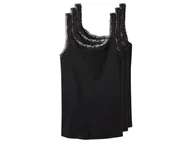 Koszulki i topy damskie - esmara® Podkoszulki damskie z bawełną, 3 sztuki (Czarny, L(44/46)) - miniaturka - grafika 1