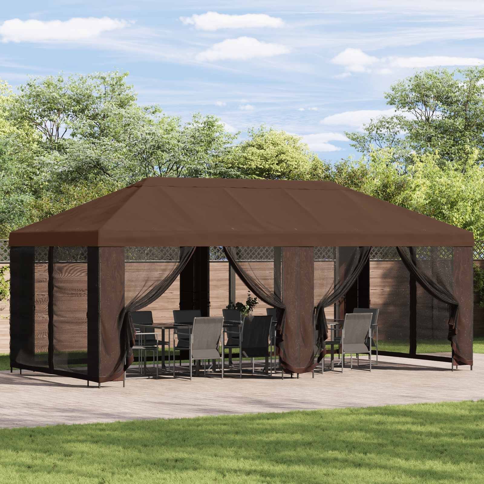 vidaXL Altana ogrodowa 6 x 3 m brązowy Poliester i Stal 190