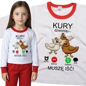 Piżamy dla dziewczynek - Piżama dziecięca Muszę Iść Kury Dzwonią 98/104 - VoloDonum - miniaturka - grafika 1