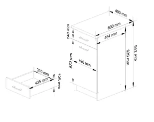 Szafka OLIWIA S40 SZ1 + BLAT BIAŁA / BETON - Meble kuchenne - miniaturka - grafika 6