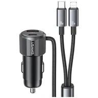 Ładowarki samochodowe - Ładowarka samochodowa USAMS YT Series CC287 66W 1xUSB-A 1xUSB-C + kabel 2w1 USB-C/Lightning tarnish - miniaturka - grafika 1