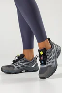Buty trekkingowe damskie - Szare buty sportowe trekkingowe damskie na bieżnikowanej podeszwie z regulowaną elastyczną sznurówką białe wstawki Casu RS2502-2W - miniaturka - grafika 1
