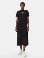 Sukienki - Calvin Klein Jeans Sukienka codzienna Monologo J20J225543 Czarny Regular Fit - miniaturka - grafika 1