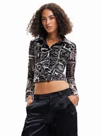 Koszule damskie - Desigual Koszula Lettering 23SWTKBZ Czarny Slim Fit - miniaturka - grafika 1