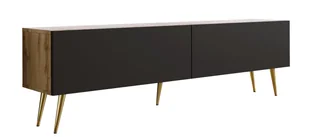 Szafka pod TV dąb Wotan / czarny mat, złote nogi, A: szer: 170 cm, wys: 52 cm, gł: 32 cm - Szafki RTV - miniaturka - grafika 1
