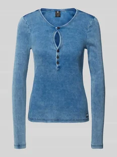 Bluzka o kroju slim fit z długim rękawem i wycięciem w kształcie łezki - Bluzki damskie - miniaturka - grafika 1