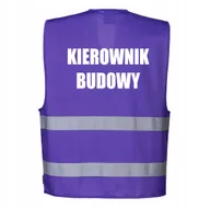 Odzież robocza - Kamizelka odblaskowa Portwest fioletowa L/XL z nadrukiem KIEROWNIK BUDOWY - miniaturka - grafika 1
