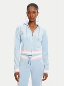Bluzy damskie - Juicy Couture Bluza Velour Crop JCWAS225351 Błękitny Regular Fit - miniaturka - grafika 1