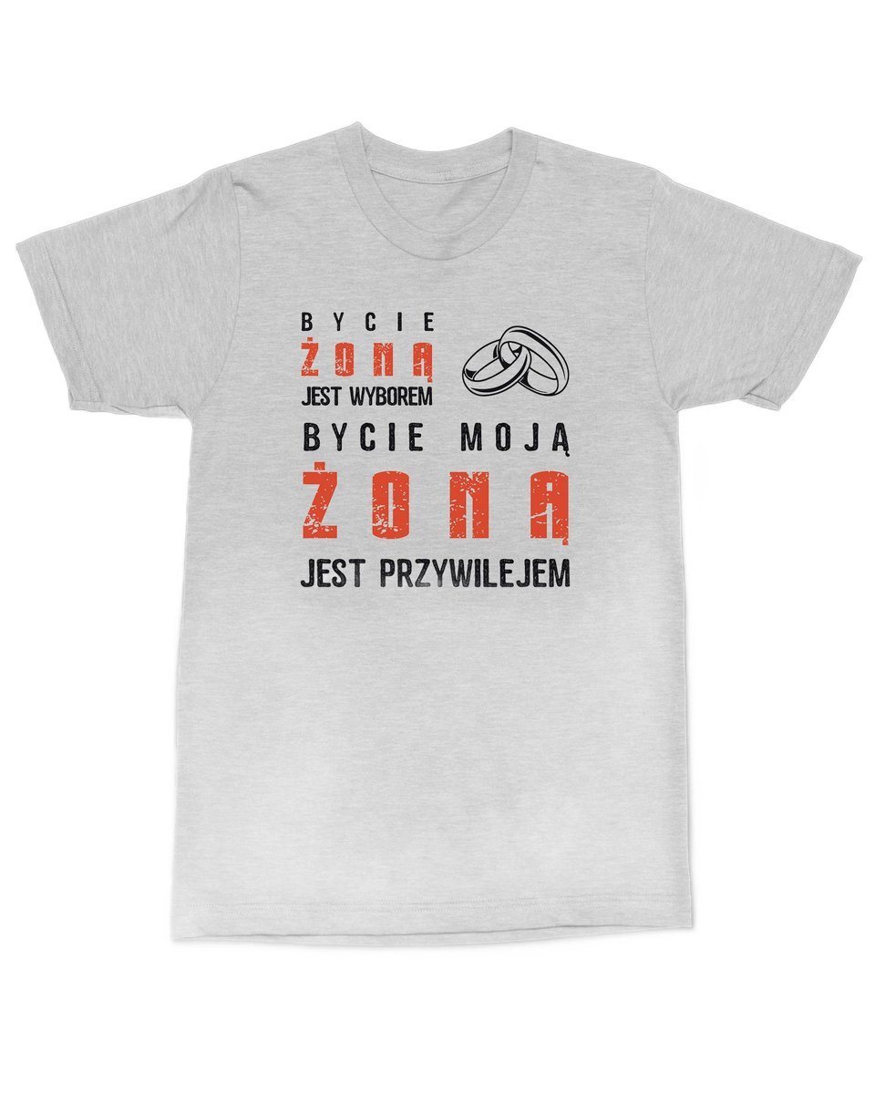 Koszulka z nadrukiem napisem Żona Śmieszna Męska L