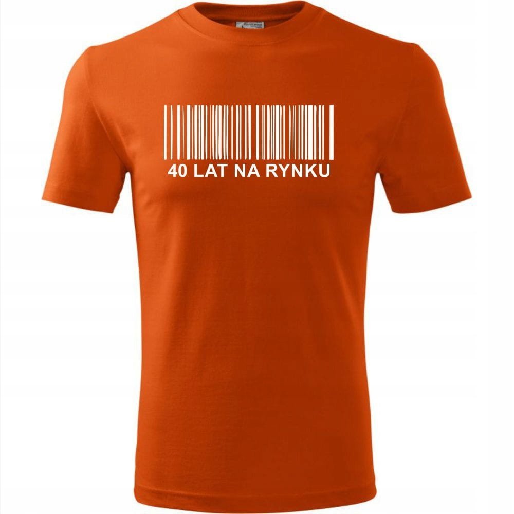 Męska Koszulka z Nadrukiem 40 lat na rynku na Prezent Urodzinowy Upominek pomarańczowy 3XL