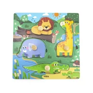 Układanki dla dzieci - VIGA Drewniane Puzzle z Pinezkami Dzikie Zwierzęta - miniaturka - grafika 1