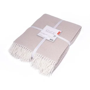 Koc bawełniany akrylowy 200x220 beżowy z frędzlami jacquard - Koce Koc bawełniany akrylowy 200x220 beżowy z frędzlami jacquard - Koce - miniaturka - grafika 1