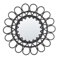 Lustra - Rattanowe Okrągłe Lustro Ścienne Słońce ⌀ 60 Cm Czarne Babai - miniaturka - grafika 1