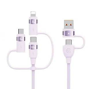 USAMS U85 2xUSB-C/USB/Micro-USB/ Lightning 6w1 1,2m 100W (fioletowy) - Kable USB - miniaturka - grafika 1