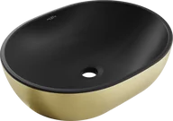 Umywalki - Mexen Viki umywalka nablatowa 48 x 35 cm, czarna mat/złota wzór linie - 21054877 - miniaturka - grafika 1