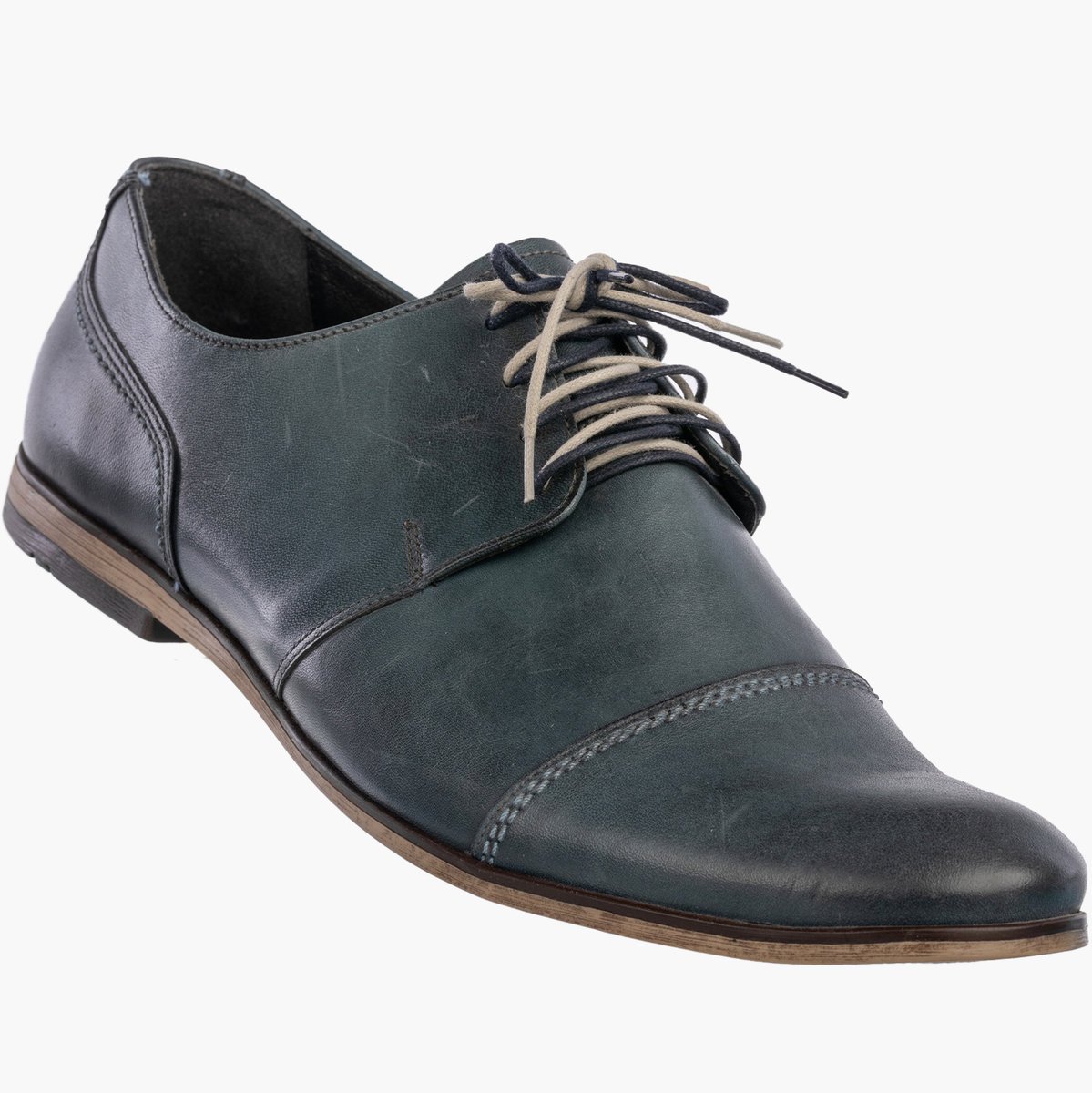 Półbuty Wizytowe Męskie Skórzane Buty Eleganckie Klasyczne Granatowe EDEK 43 Granatowy