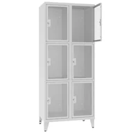 Szafki BHP - Szafka z 6 skrytkami na klucz MSUS 423 z drzwiczkami z pleksy na nóżkach - miniaturka - grafika 1