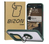 Etui i futerały do telefonów - Bizon z uchwytem na palec Hybrid Ring do Xiaomi 15 Przydymione z ciemnozieloną ramką - miniaturka - grafika 1