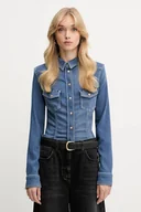 Koszule damskie - Guess koszula KALIMA damska kolor granatowy slim z kołnierzykiem klasycznym W5YH63 D0781 - miniaturka - grafika 1