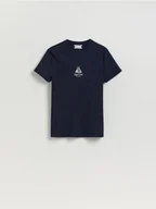 Koszulki męskie - Reserved - Bawełniany t-shirt slim fit - granatowy - miniaturka - grafika 1