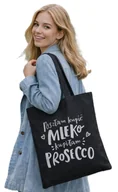 Torby i wózki na zakupy - Torba na zakupy POSZŁAM KUPIĆ MLEKO... z nadrukiem na zamek TA-32 czarny - miniaturka - grafika 1