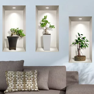 Komplet 3 naklejek ściennych 3D Ambiance Bonsai Plants - Naklejki na ścianę - miniaturka - grafika 1
